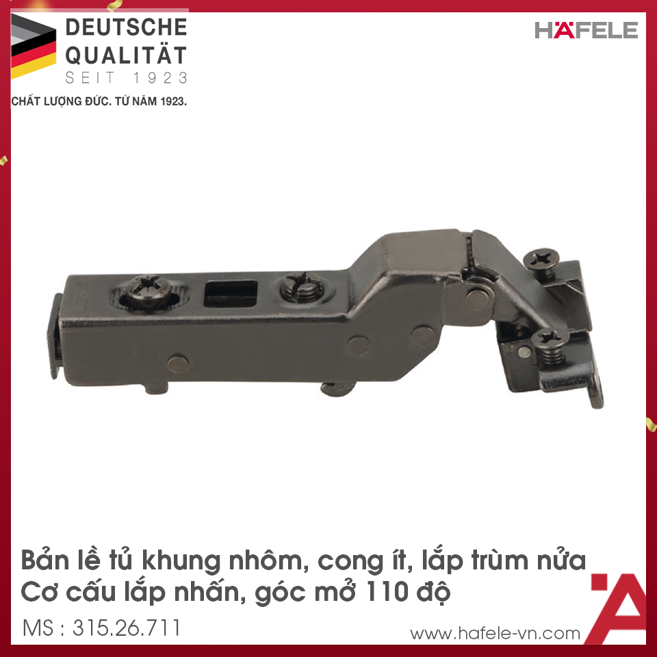 Bản Lề Metalla SM 110º Trùm Nửa Hafele 315.26.711