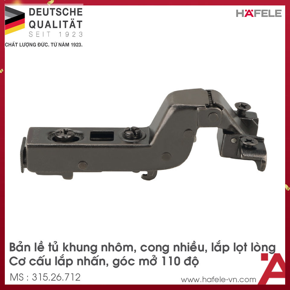Bản Lề Metalla SM 110º Lọt Lòng Hafele 315.26.712