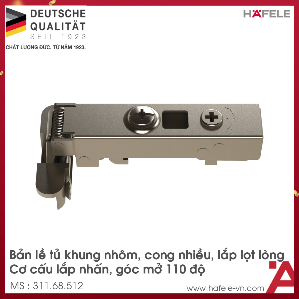 Bản Lề Lọt Lòng Tủ Khung Nhôm Hafele 311.68.512
