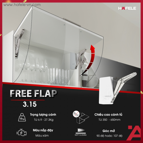 Bộ Tay Nâng Free Flap 3.15 Hafele 493.05.863