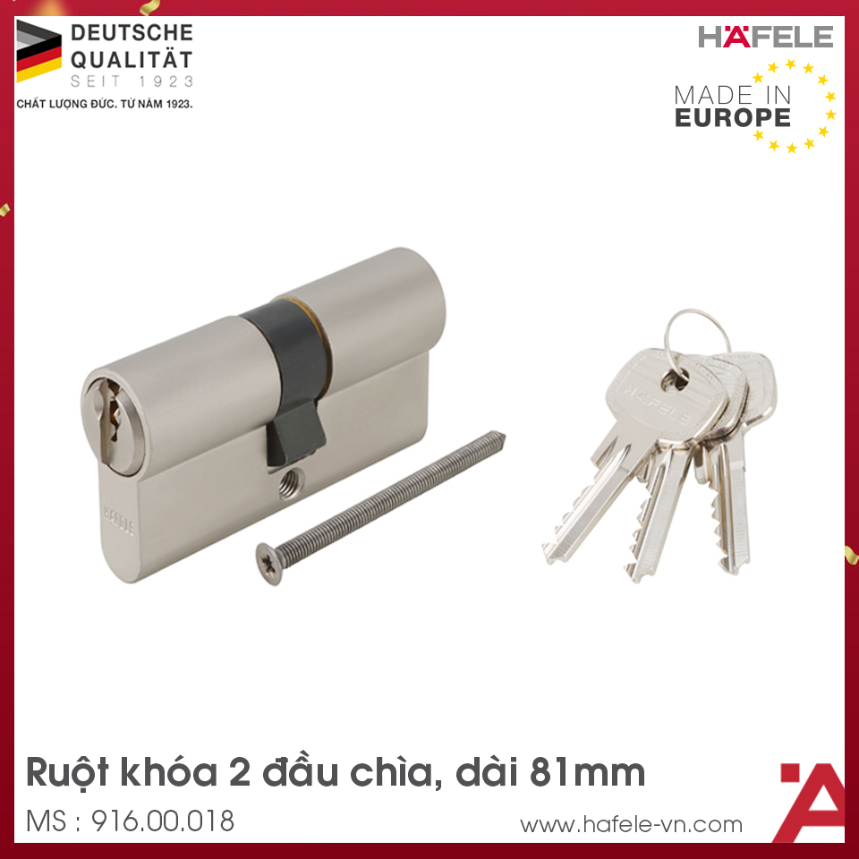 Ruột Khóa 2 Đầu Chìa 81mm Hafele 916.00.018
