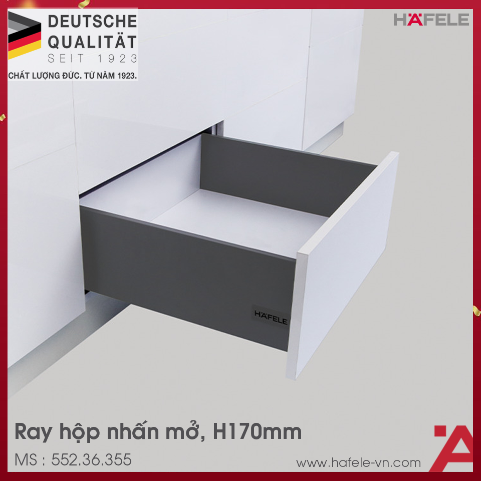 Ray Hộp Alto-S Nhấn Mở H170mm Hafele 552.36.355