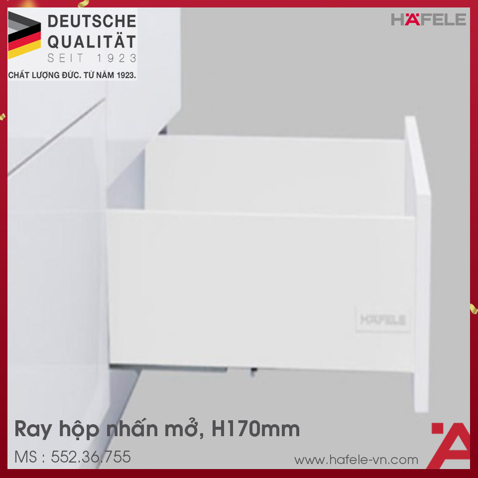 Ray Hộp Alto-S Nhấn Mở H170mm Hafele 552.36.755