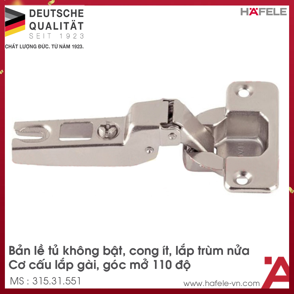 Bản Lề Trùm Nửa Metalla A 110° Không Bật Hafele 315.31.551