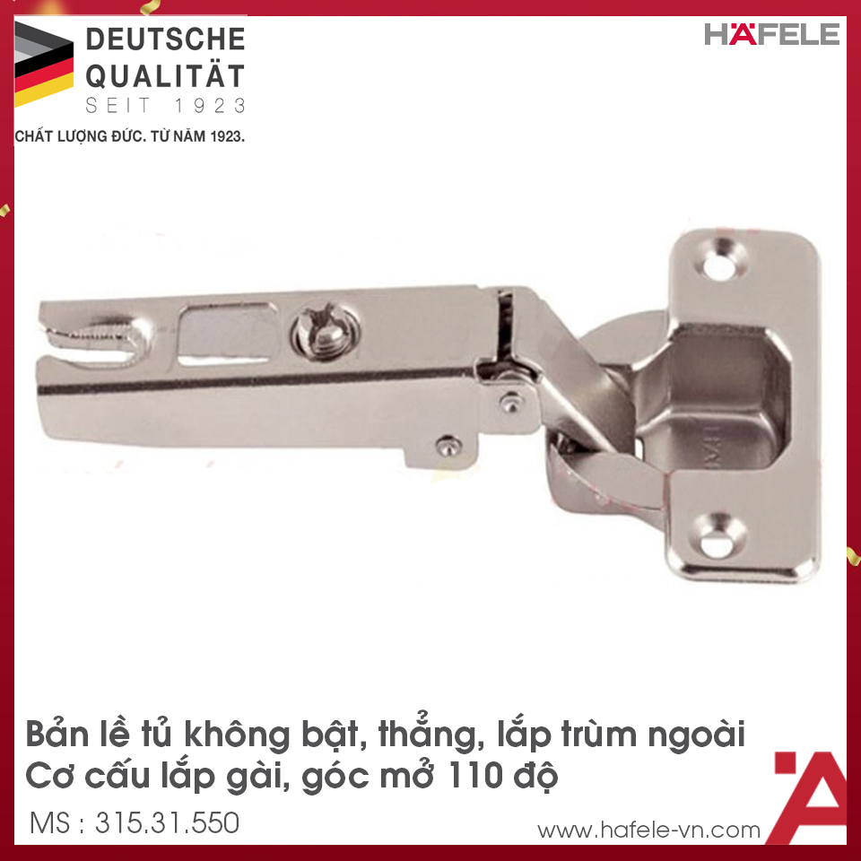 Bản Lề Trùm Ngoài Metalla A 110° Không Bật Hafele 315.31.550