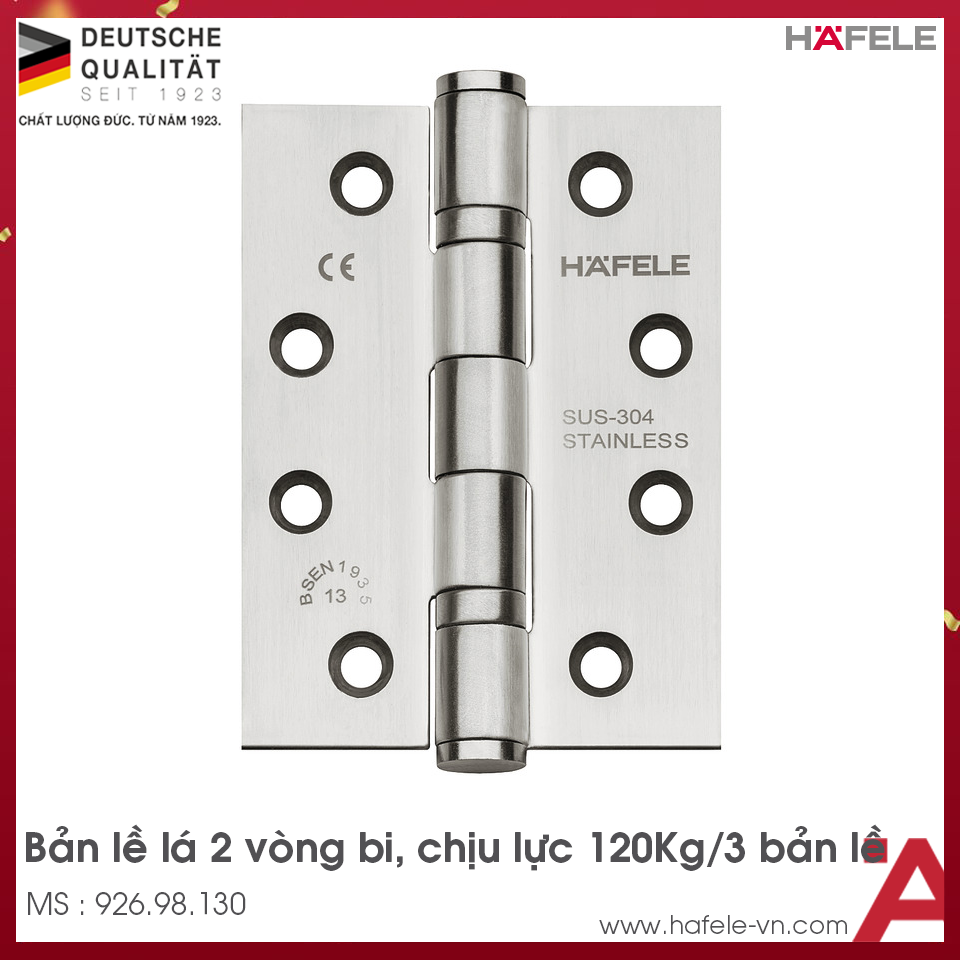 Bản Lề Lá Chống Cháy 2 Vòng Bi 120Kg Hafele 926.98.130
