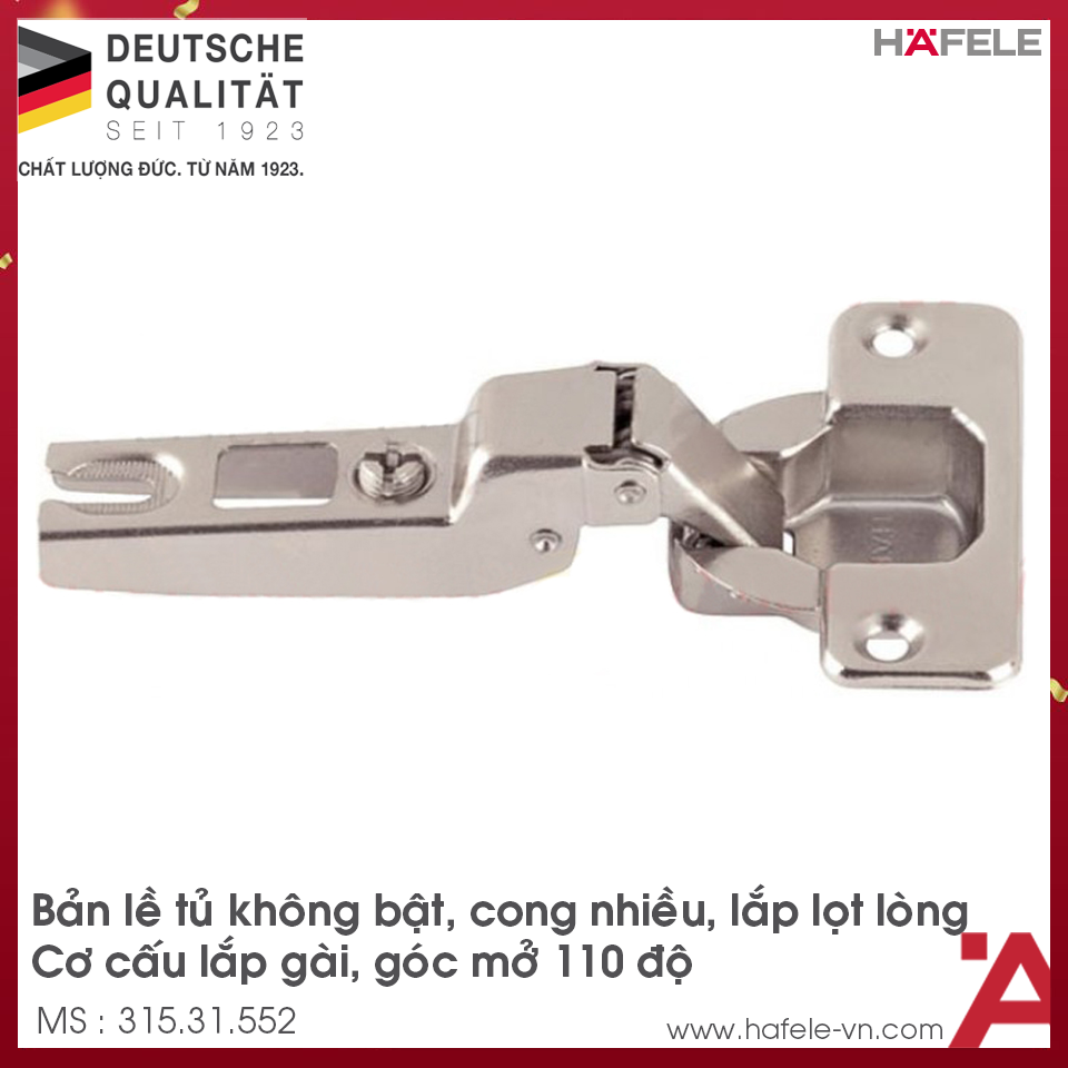 Bản Lề Lọt Lòng Metalla A 110° Không Bật Hafele 315.31.552