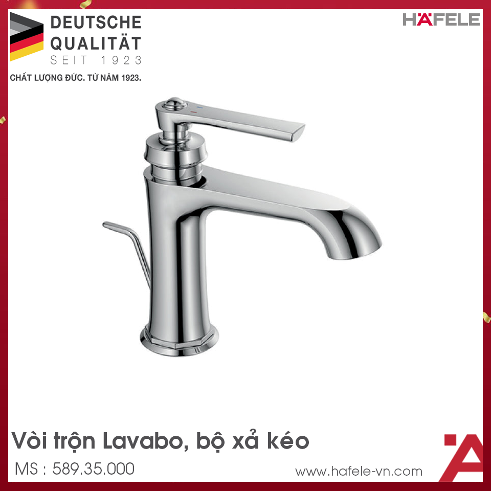 Vòi Trộn Lavabo Kyoto 100 Có Xả Kéo Hafele 589.35.000