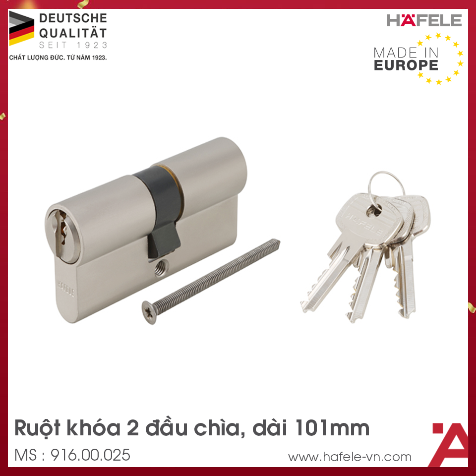 Ruột Khóa 2 Đầu Chìa 101mm Hafele 916.00.025