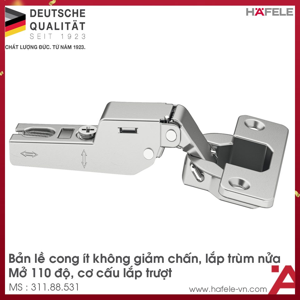 Bản Lề Trùm Nửa Metalla A 110º Hafele 311.88.531