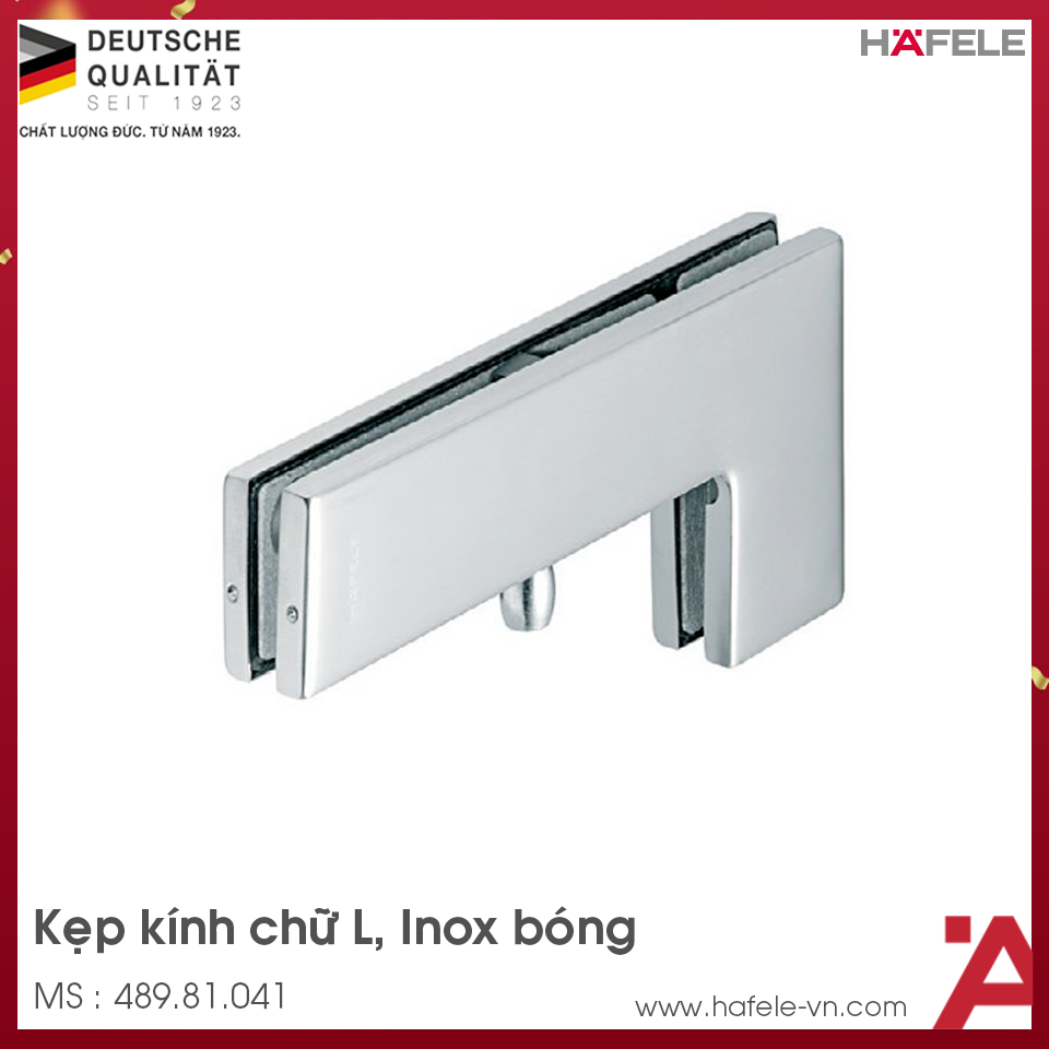 Kẹp Kính Chữ L Inox Bóng Hafele 489.81.041