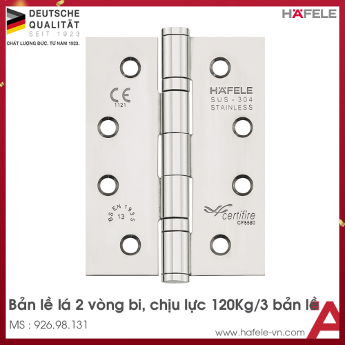 Bản Lề Lá Chống Cháy 2 Vòng Bi 120Kg Hafele 926.98.131