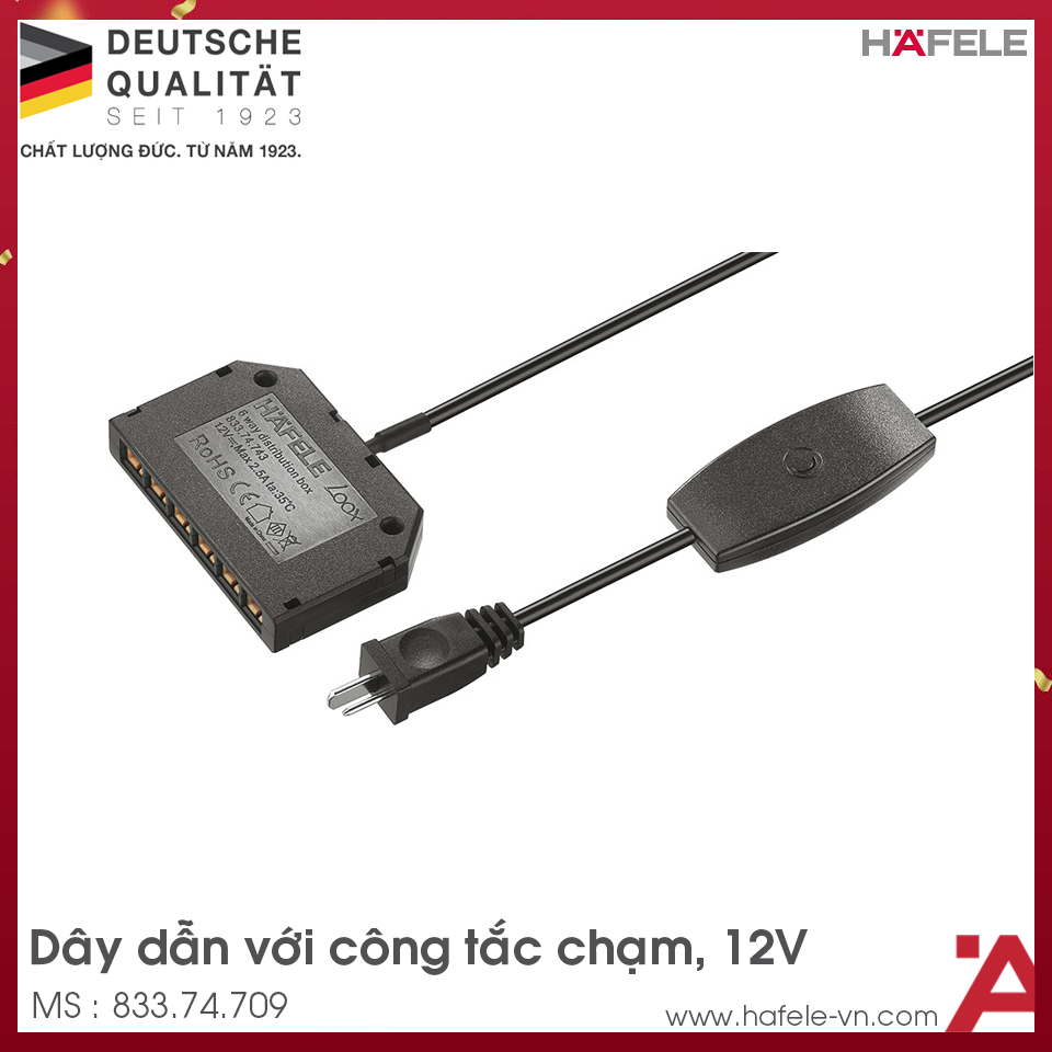 Dây Dẫn Điện Với Công Tắc Chạm & Bộ Chia Cổng 12V Hafele 833.74.709