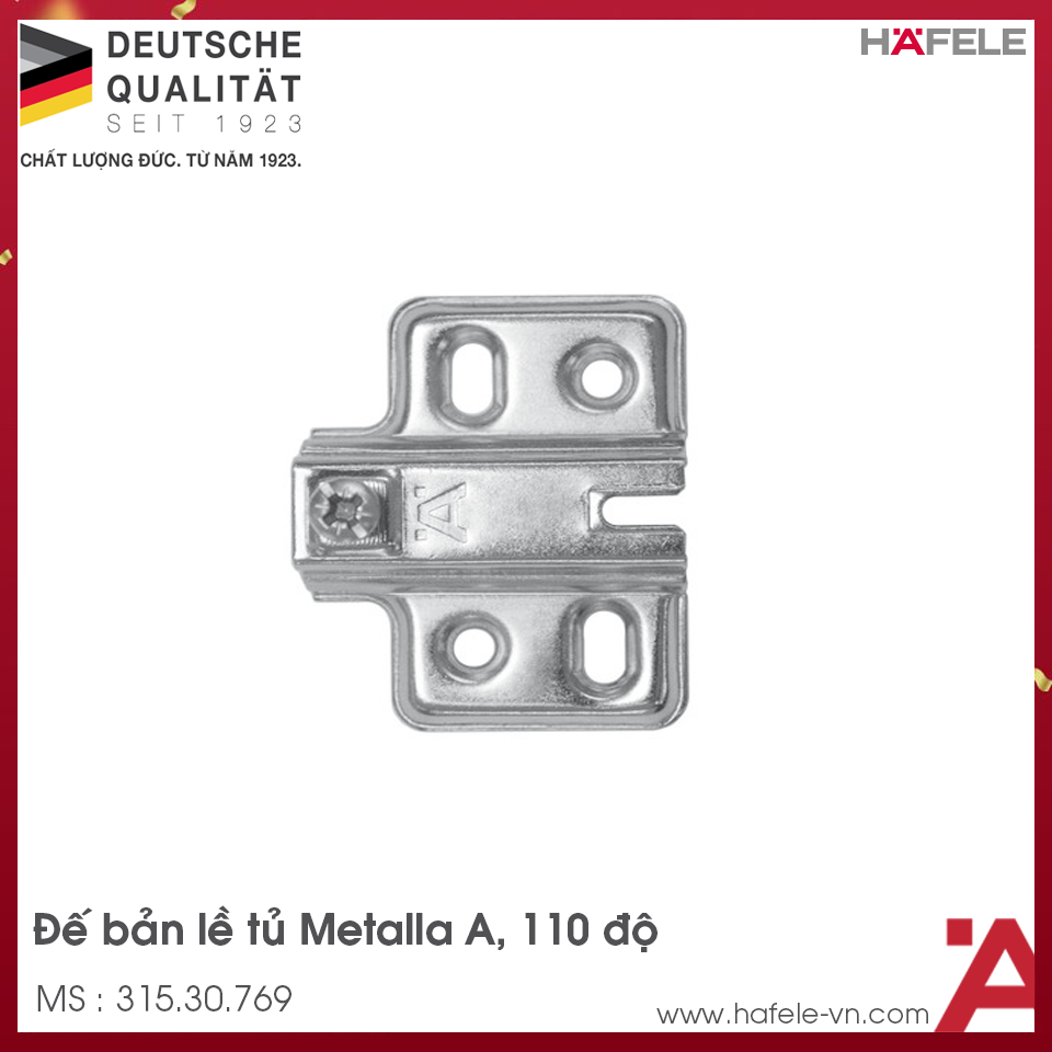 Đế Bản Lề Tủ Metalla A Hafele 315.30.769