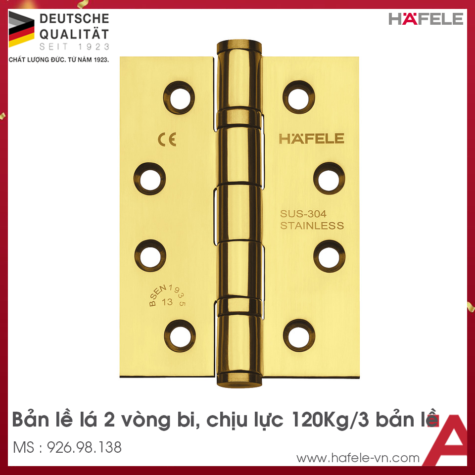 Bản Lề Lá 2 Vòng Bi 120Kg Hafele 926.98.138