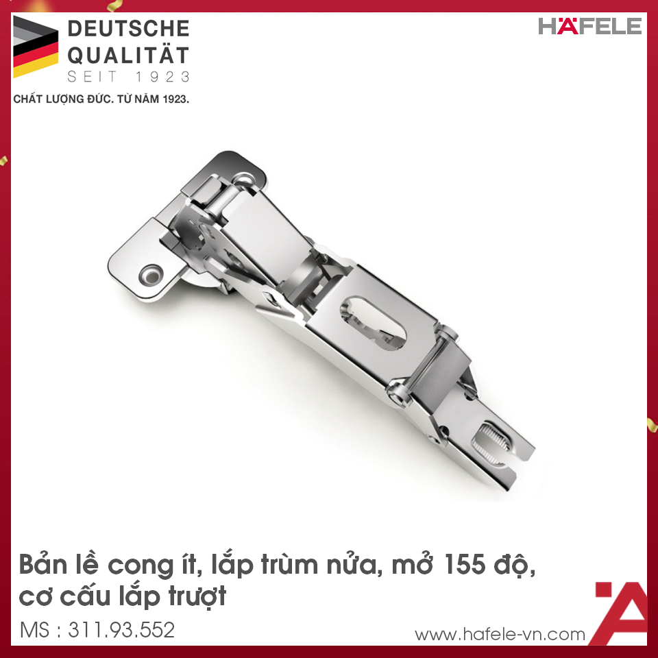 Bản Lề Trùm Nửa Metalla A 155º Hafele 311.93.552