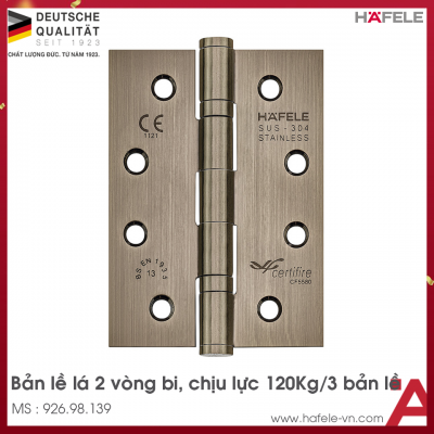 Bản Lề Lá 2 Vòng Bi 120kg Hafele 926.98.139