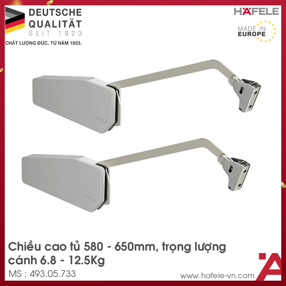 Tay Nâng Free Fold Short E4fs Nắp Xám Hafele 493.05.733