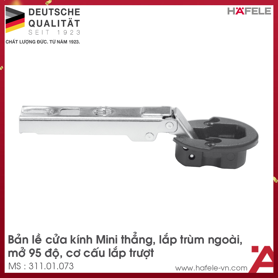 Bản Lề Trùm Ngoải Metalla Mini A 95º Cửa Kính Hafele 311.01.073