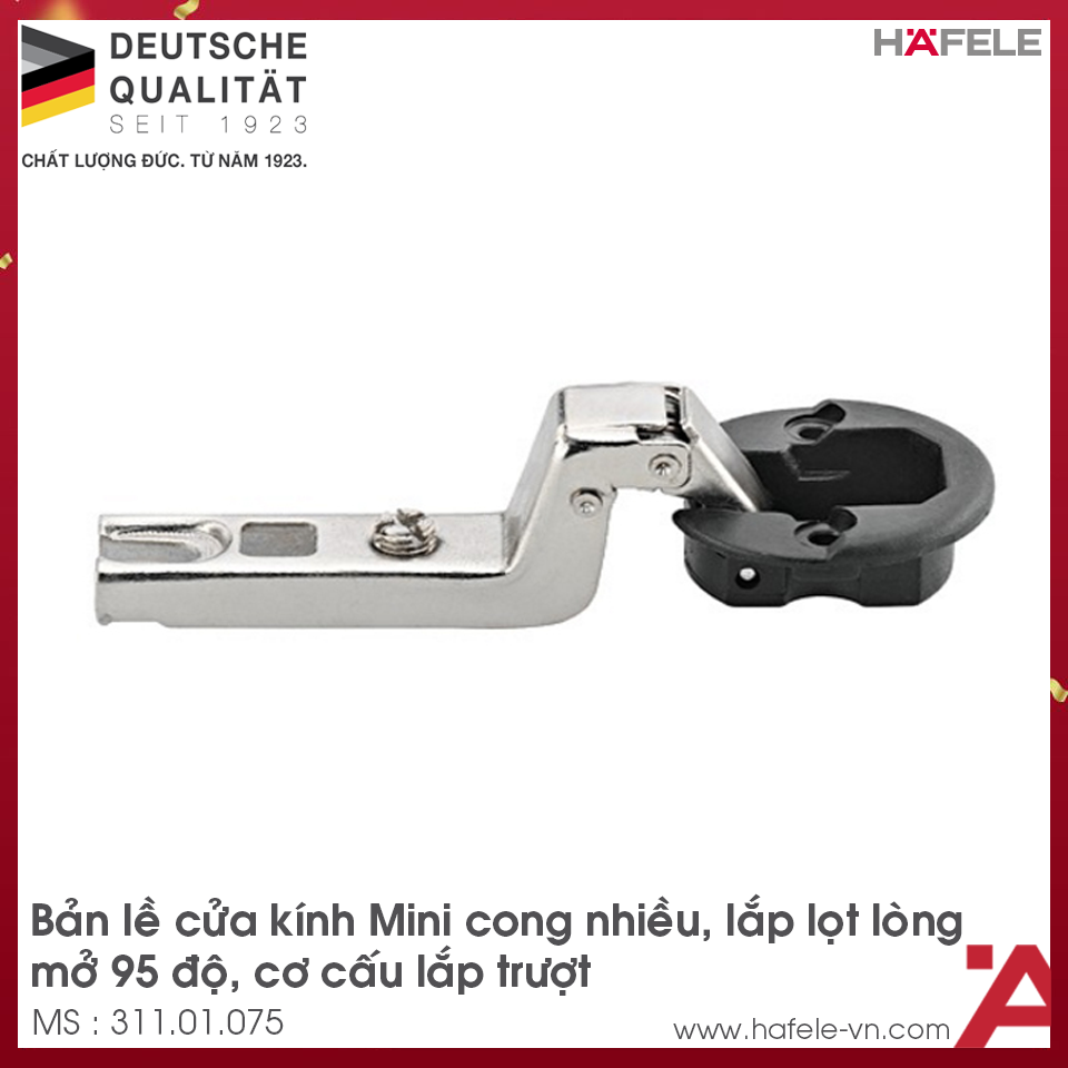 Bản Lề Lọt Lòng Metalla Mini A 95º Cửa Kính Hafele 311.01.075