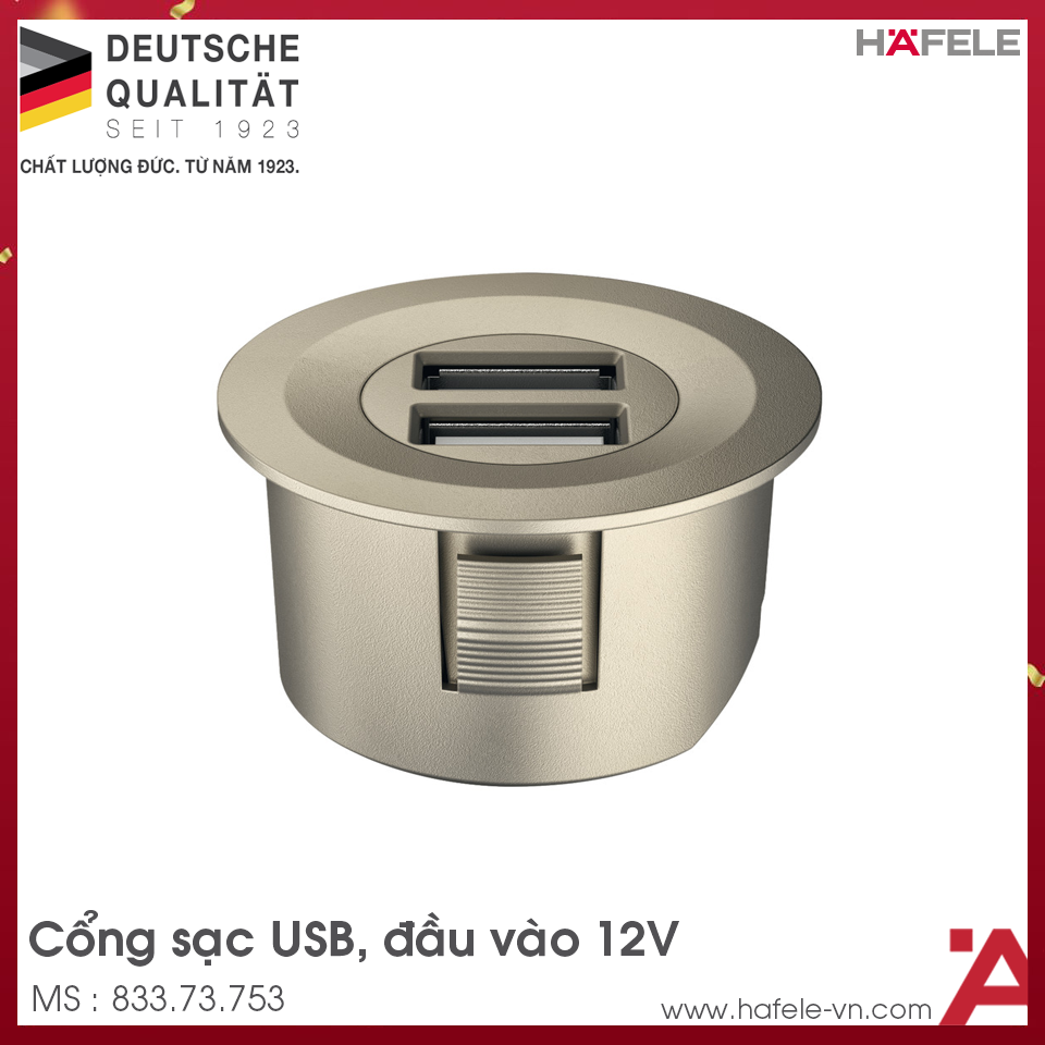 Cổng Sạc USB 12V Hafele 833.73.753
