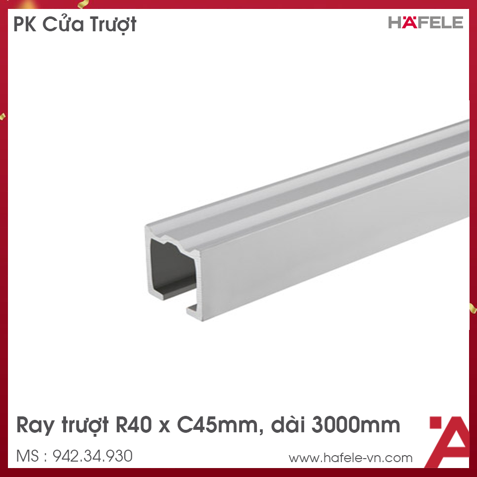 Ray Trượt Nhôm 3000mm Hafele 942.34.930