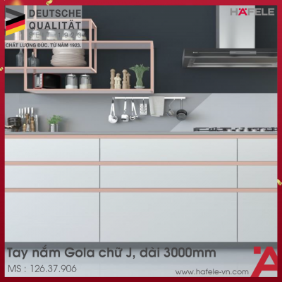 Tay Nắm Tủ Ngang Gola Chữ J 2800mm Hafele 126.37.906