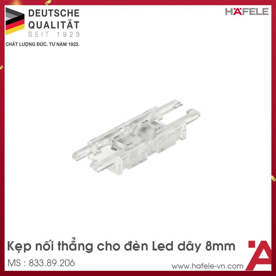 Kẹp Nối Thẳng Cho Đèn Led Dây 8mm Hafele 833.89.206