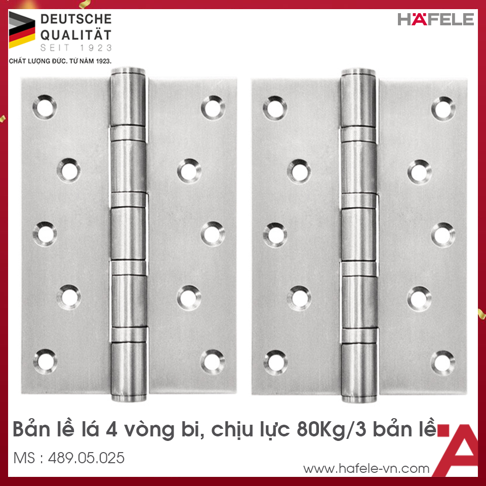 Bản Lề Lá 4 Vòng Bi 80Kg Hafele 489.05.025