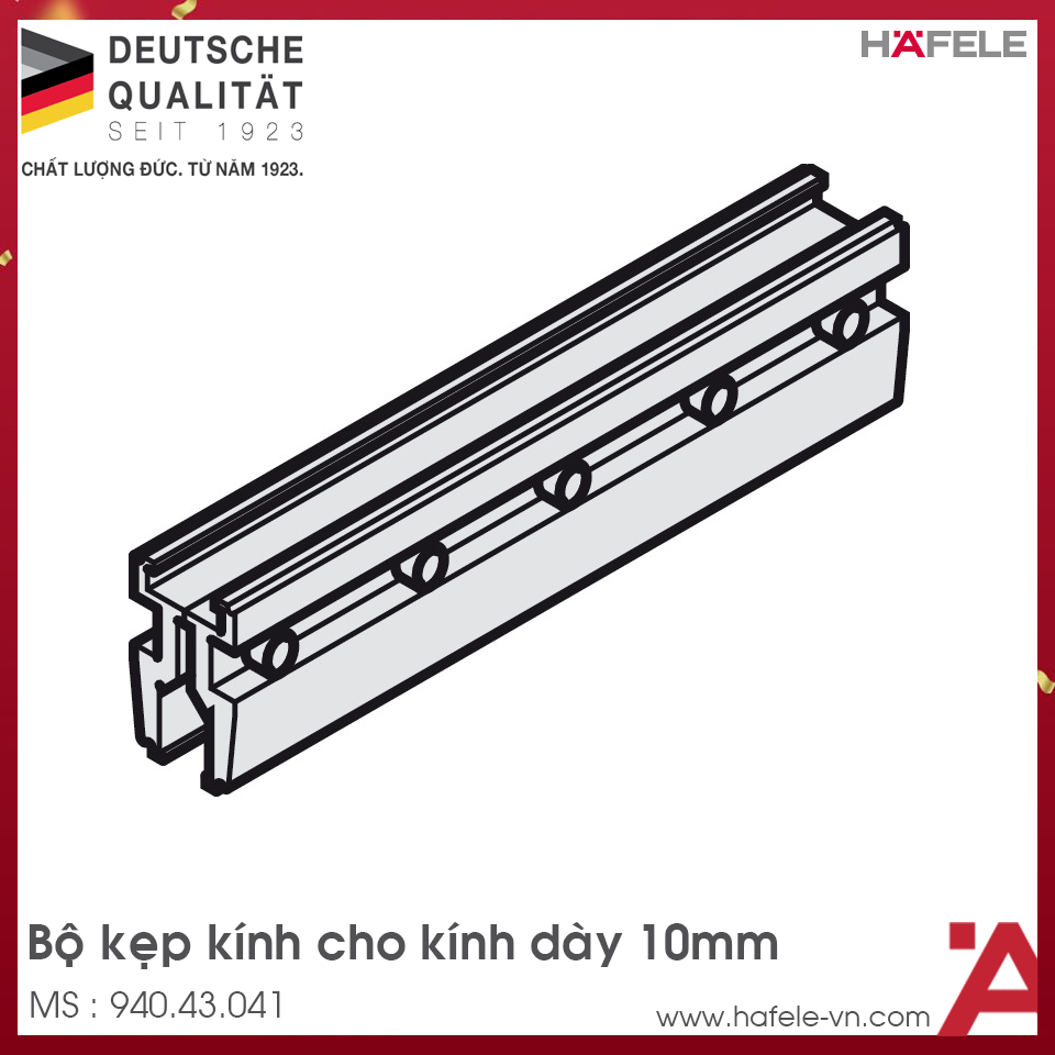 Bộ Kẹp Kính Cho Kính Dày 10mm Hafele 940.43.041