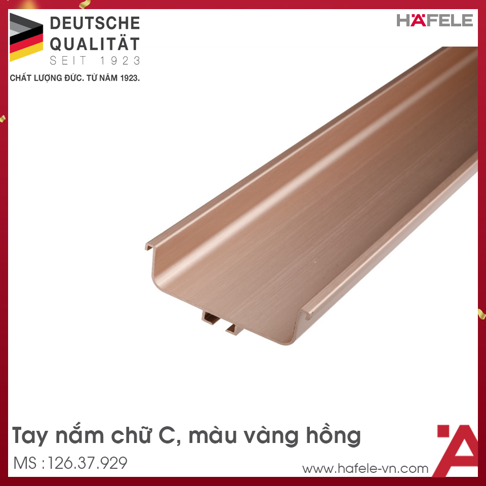 Tay Nắm Tủ Ngang Gola Chữ C 2800mm Hafele 126.37.929