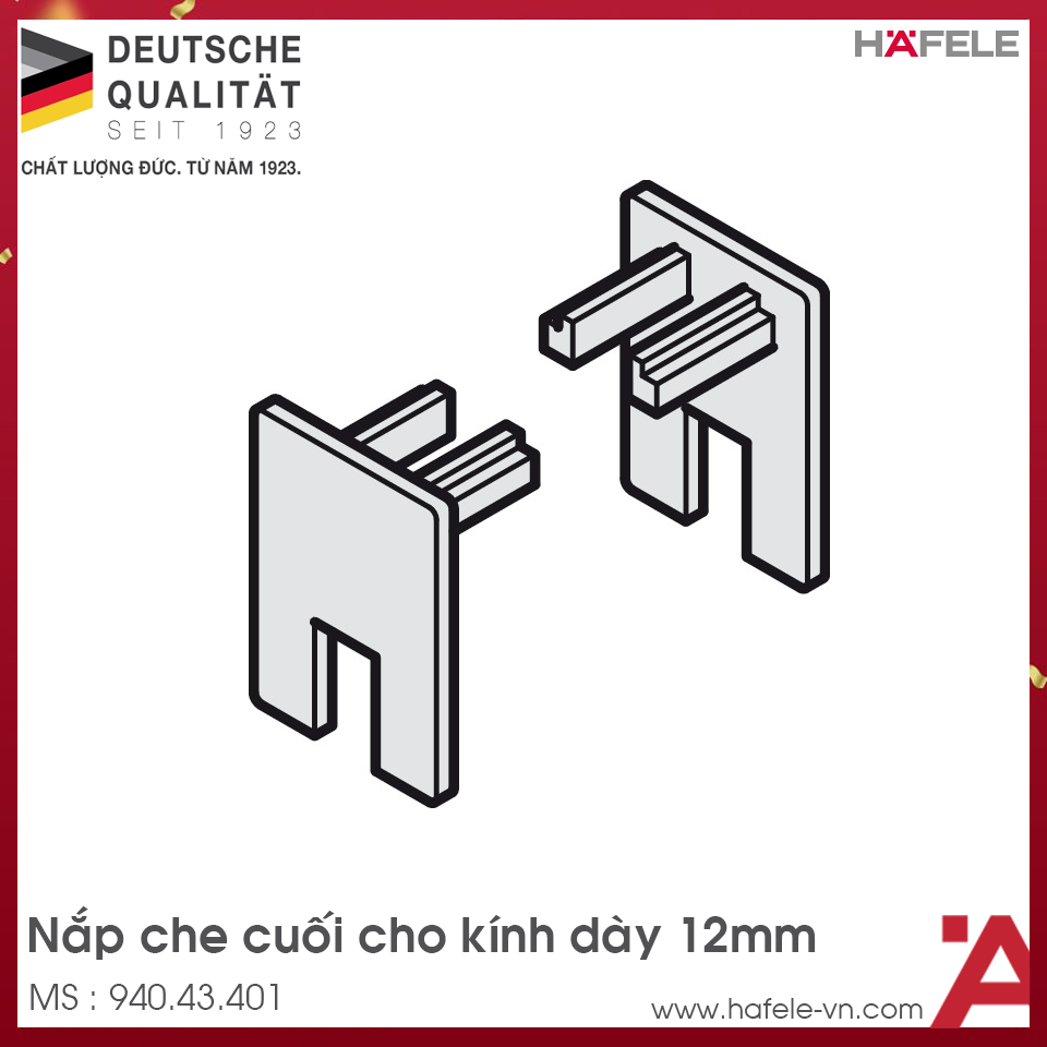 Nắp Che Cuối Cho Kính Dày 12mm Hafele 940.43.401