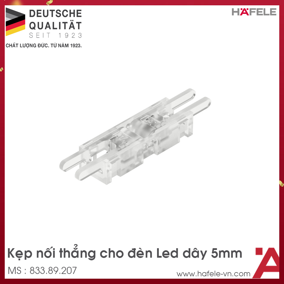 Kẹp Nối Thẳng Cho Đèn Led Dây 5mm Hafele 833.89.207