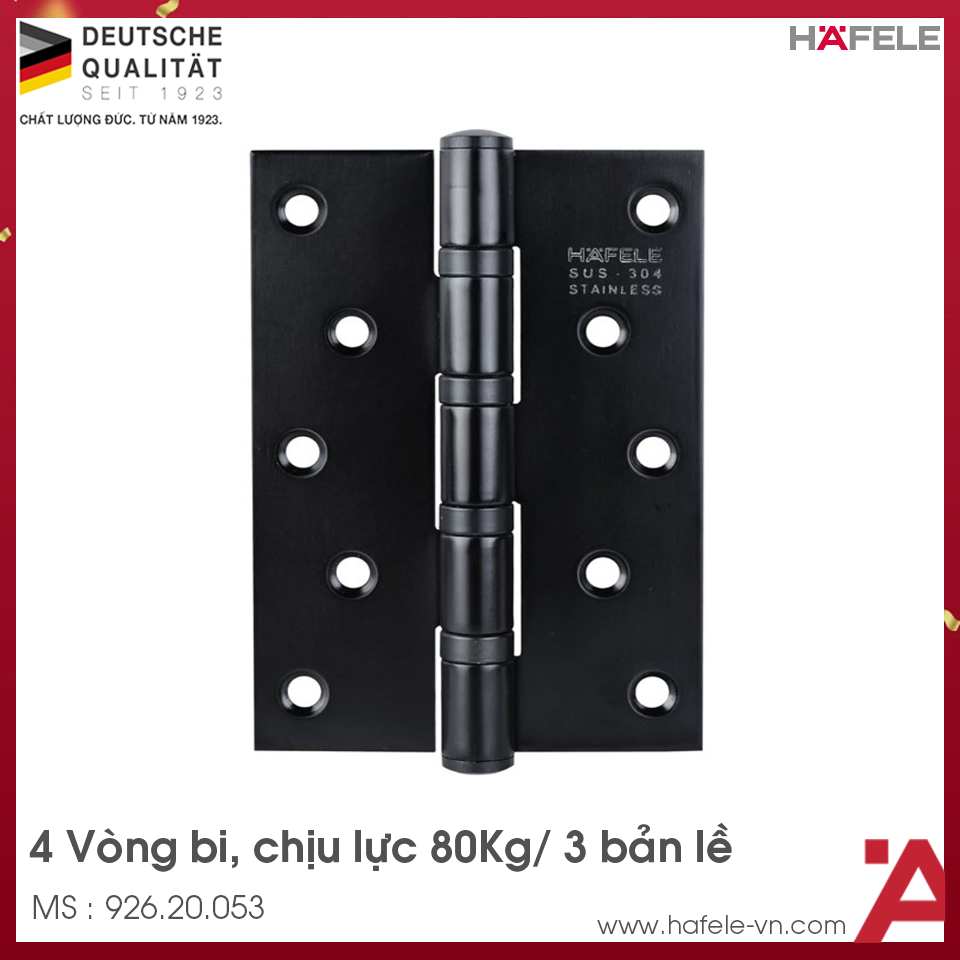 Bản Lề Lá 4 Vòng Bi 80Kg Hafele 926.20.053