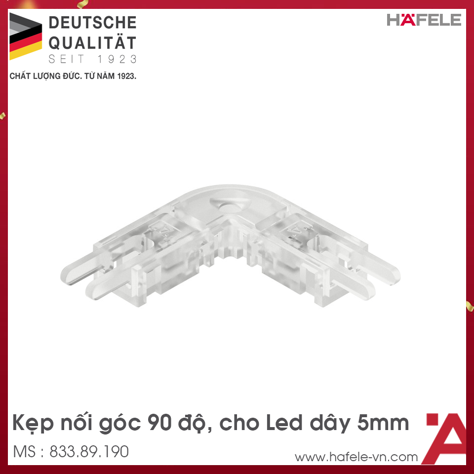 Kẹp Nối Góc 90 Độ Cho Đèn Led Dây 5mm Hafele 833.89.190