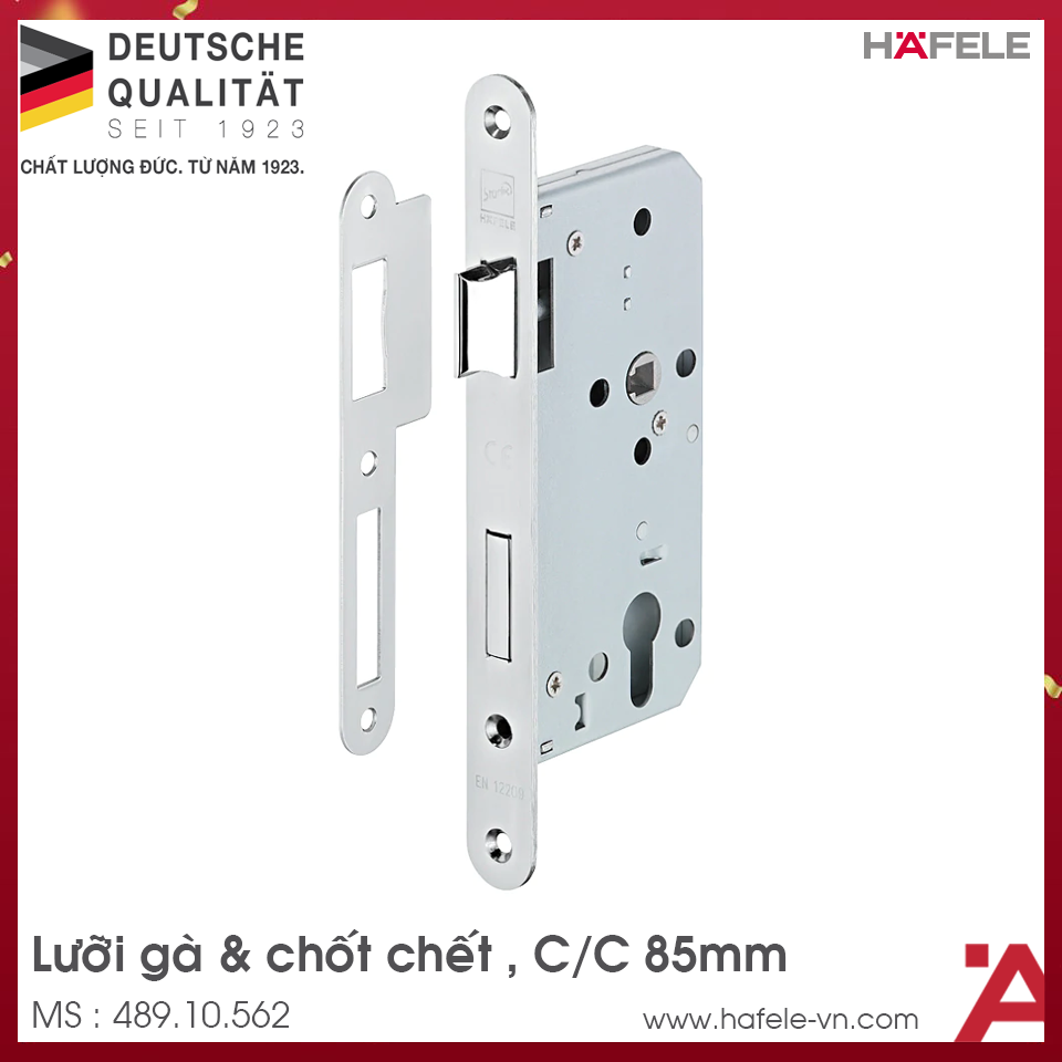 Thân Khóa Lưỡi Gà Chốt Chết C/C 85mm Hafele 489.10.562