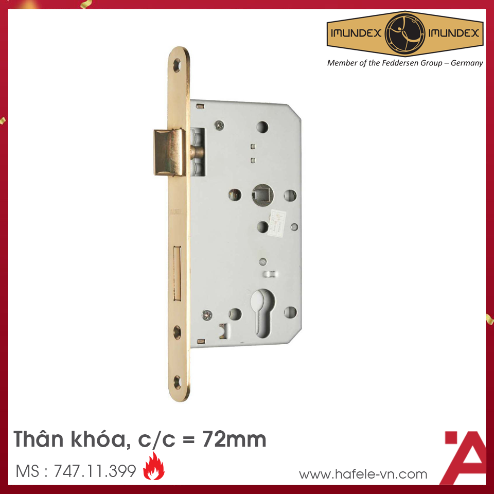 Thân Khóa Cửa Đi C/C 72mm Imundex 747.11.399