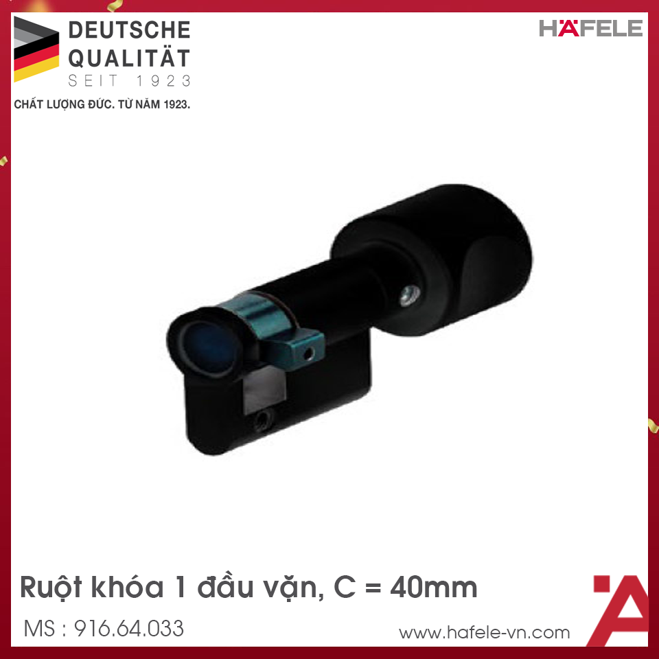 Ruột Khóa 1 Đầu Vặn 40mm Hafele 916.64.033