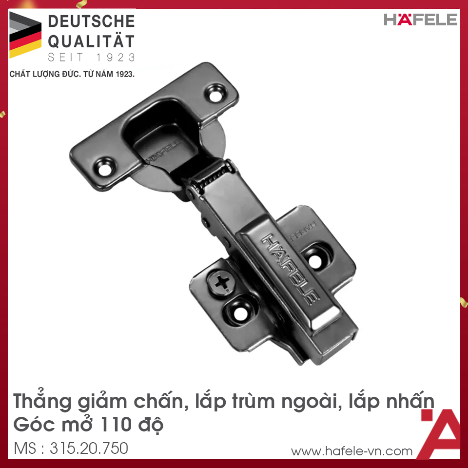 Bản Lề Trùm Ngoài Metalla SM Giảm Chấn 110º Hafele 315.20.750