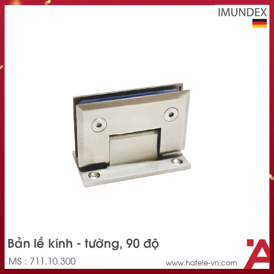 Bản Lề Kính Tường 90º Inox Mờ Imundex 711.10.300