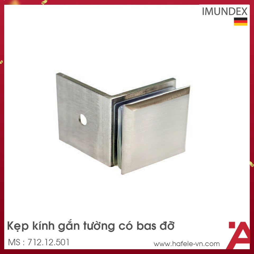 Kẹp Kính Gắn Tường Có Bas Đỡ Imundex 712.12.501