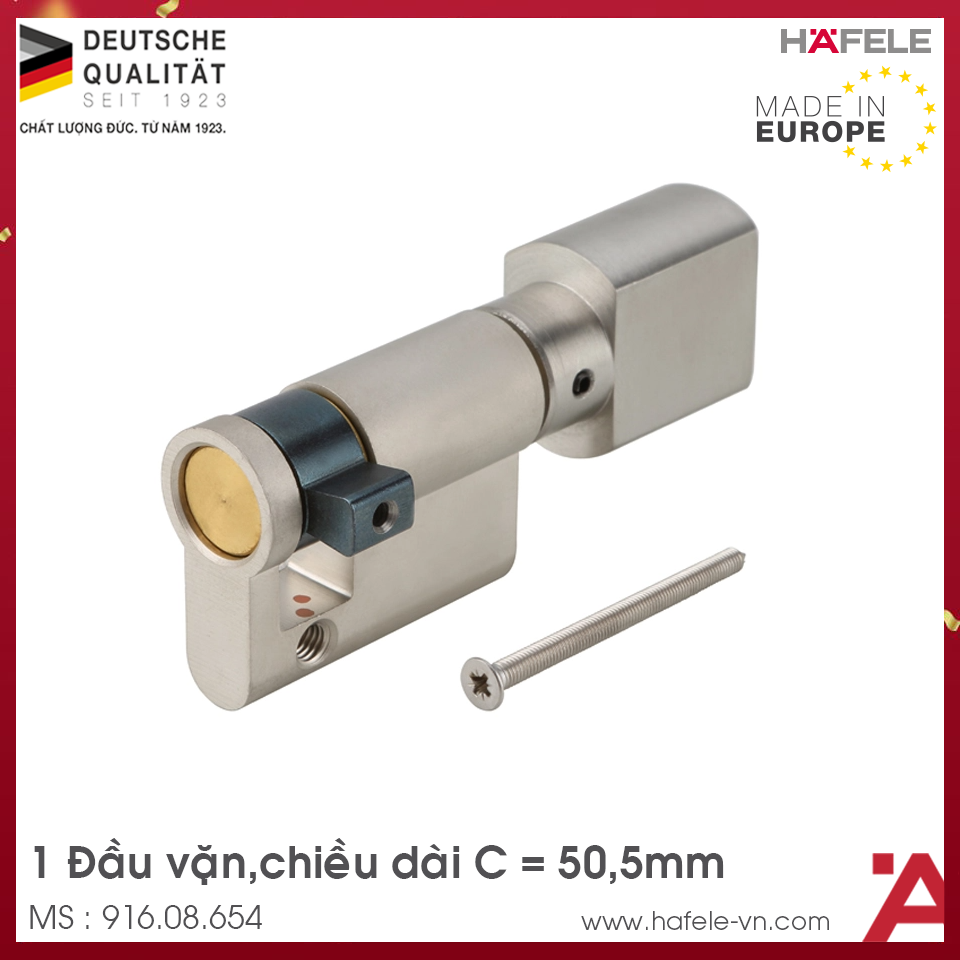 Ruột Khóa 1 Đầu Vặn 50.5mm Hafele 916.08.654