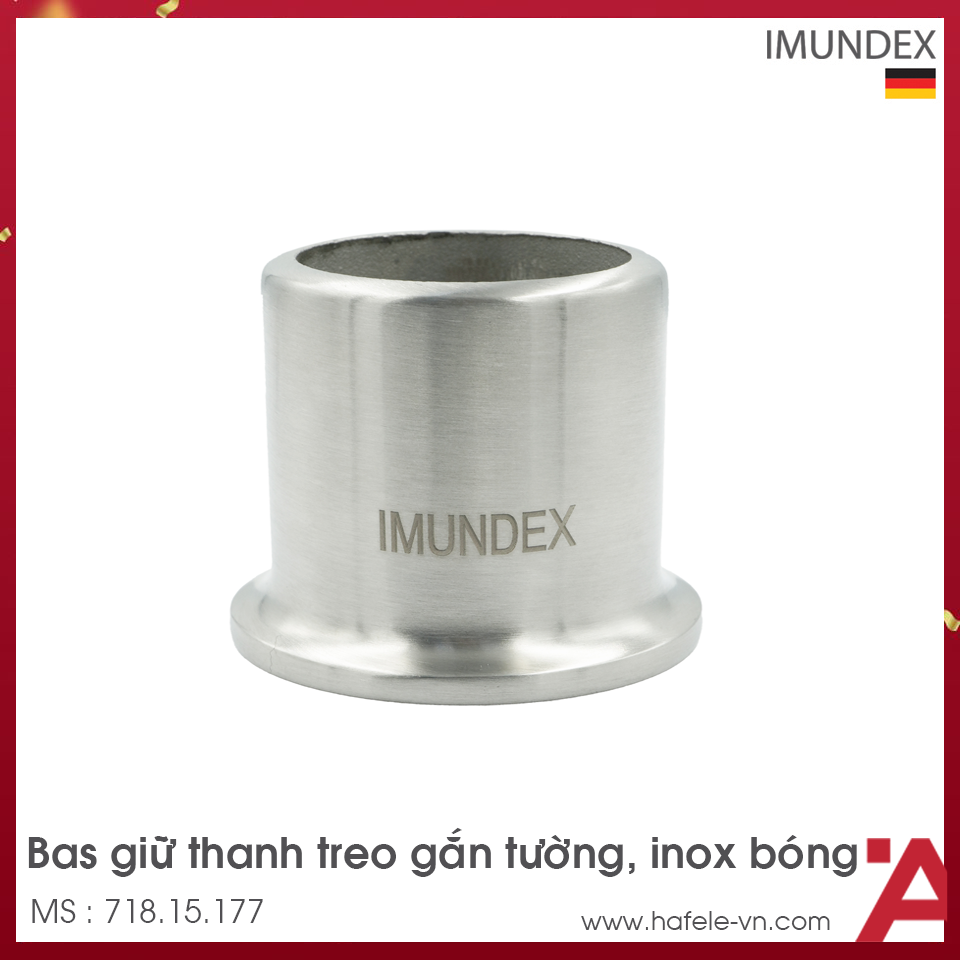 Bas Giữ Thanh Treo Gắn Tường Inox Bóng Imundex 718.15.177