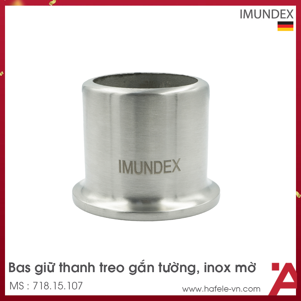 Bas Giữ Thanh Treo Gắn Tường Inox Mờ Imundex 718.15.107