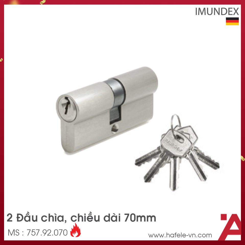 Ruột Khóa 2 Đầu Chìa 70mm Imundex 757.92.070