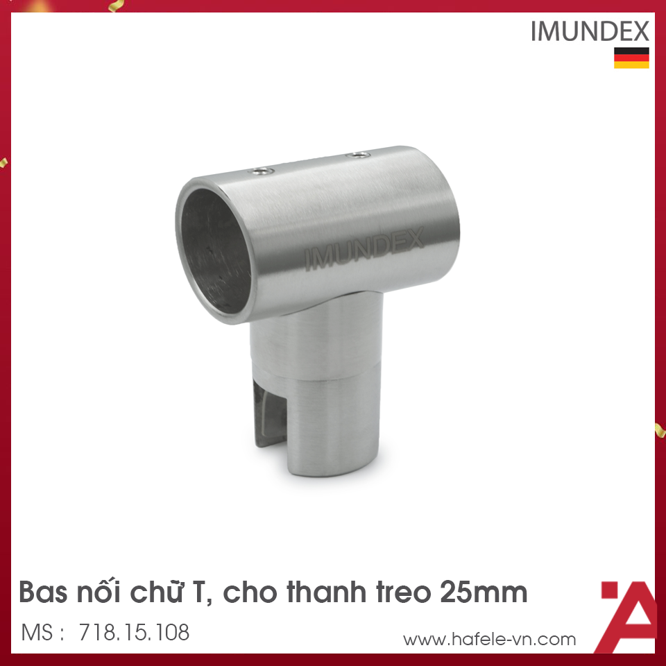 Bas Nối Thanh Treo Kính Inox Mờ Imundex 718.15.108