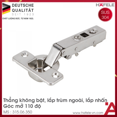 Bản Lề Trùm Ngoài Metalla SM 110° Không Bật Hafele 315.06.350