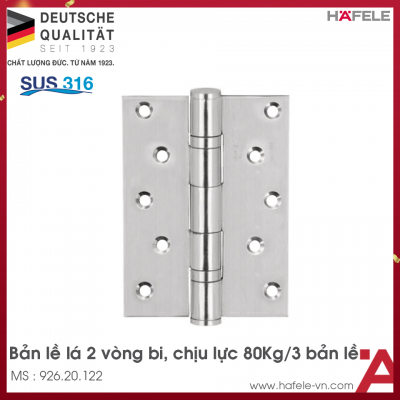 Bản Lề Lá 2 Vòng Bi 80Kg Hafele 926.20.122