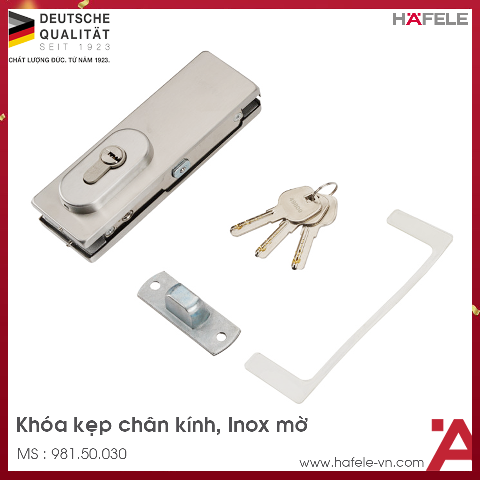 Khóa Kẹp Chân Kính Inox Mờ Hafele 981.50.030
