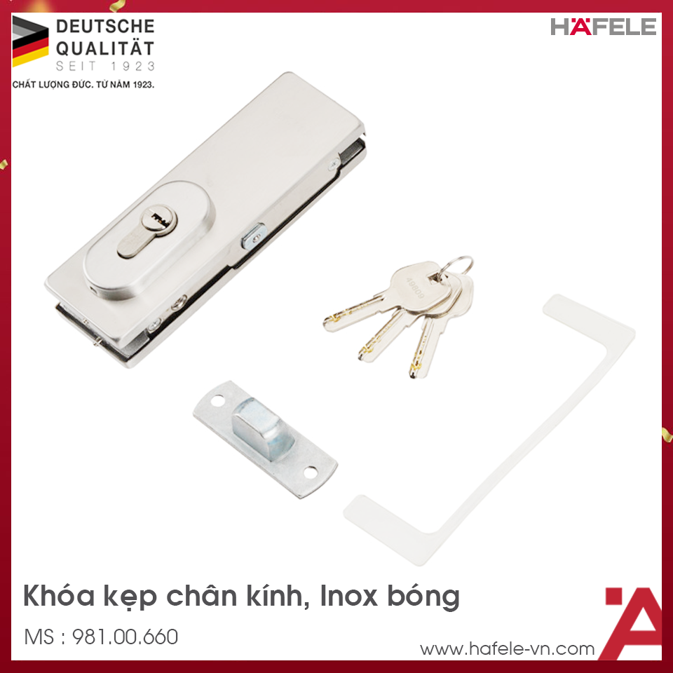 Khóa Kẹp Chân Kính Inox Bóng Hafele 981.00.660